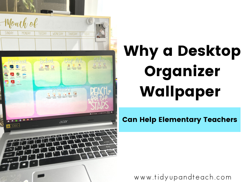 watercolor desktop organizer wallpaper on a desk